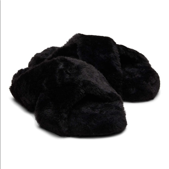 Toms Women's Susie Eva Faux Fur Slip On Slippers Slides Black Size 7 - Picture 3 of 6